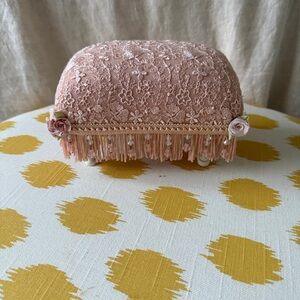 Pink Lace Decorative Footstool Pin cushion